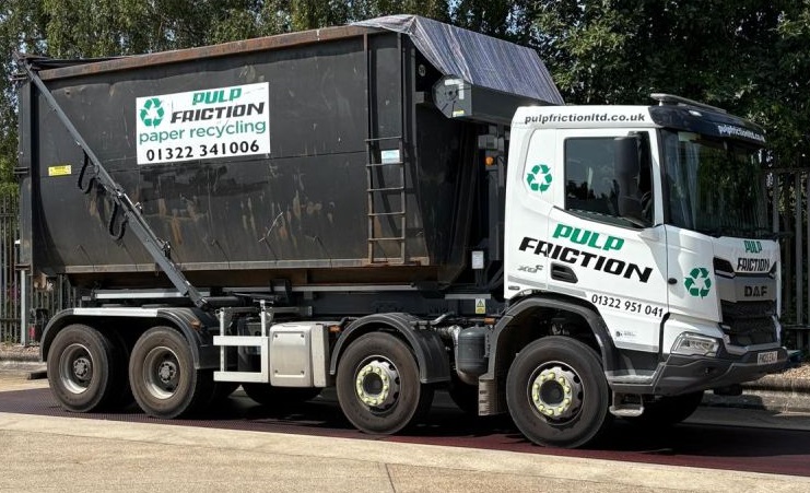 An open-top roll-on/off container